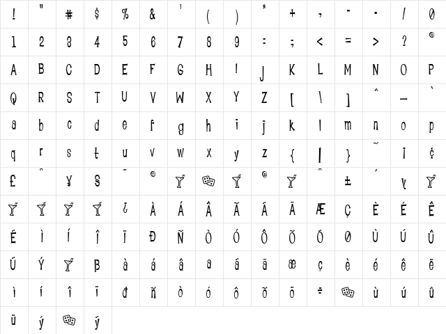 Lounge Bait Regular  glyph index