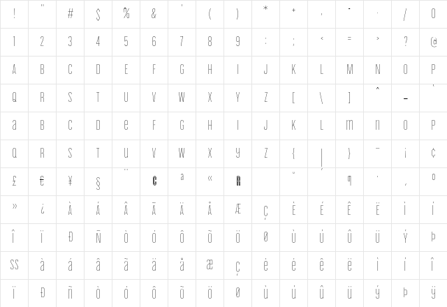 Cyclone Inline  glyph index