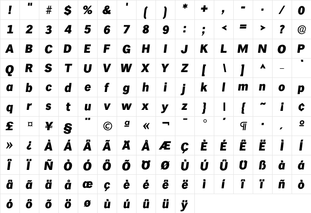 Ihamburg ExtraBold  glyph index