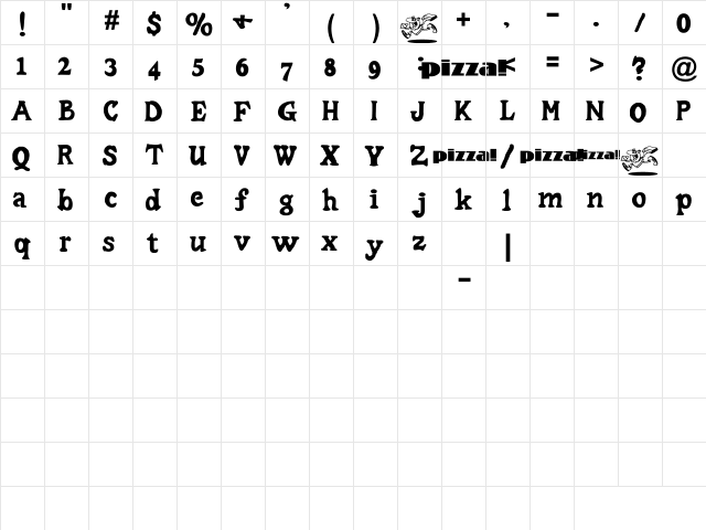 NewWGL4Font Regular  glyph index
