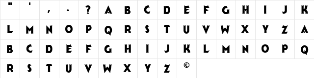 Jerk Reg  glyph index