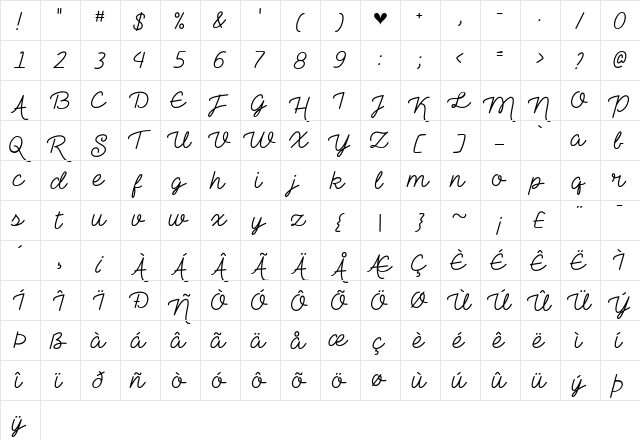 The Heart Maze Demo Regular  glyph index