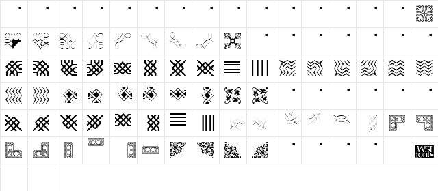 Borderbats-Filligree Regular  glyph index