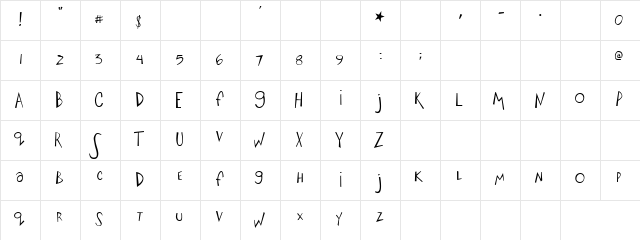 Little Boy Regular  glyph index