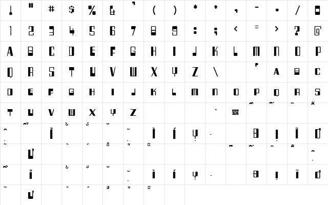 VfFree35 Regular  glyph index