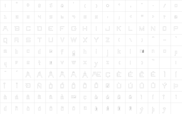 SwingarmYori-ThickHollow Regular  glyph index
