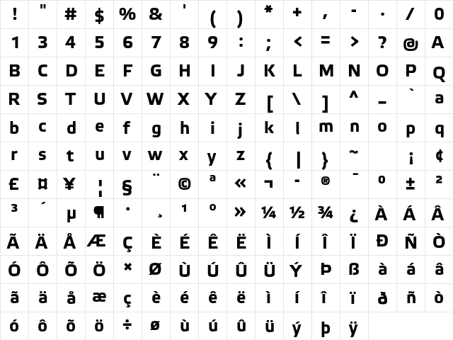 Elektra Text Pro Bold  glyph index
