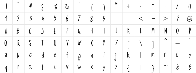 PWVerticalized Medium  glyph index