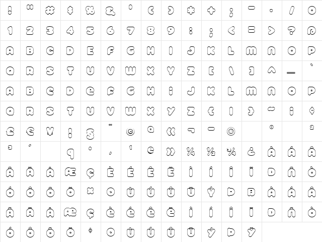 Roller Baby BV Shadow Regular  glyph index