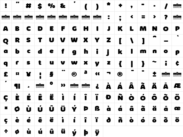 Kabrio Abarth Heavy  glyph index