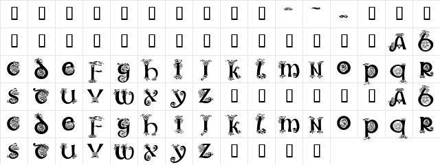 Trueheart Regular  glyph index