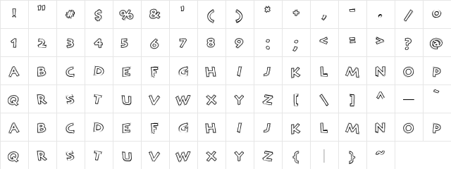 LD Quake Regular  glyph index