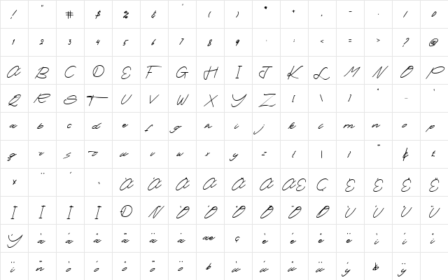 Salting Regular  glyph index