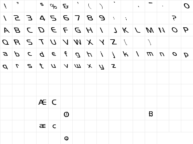 Bad Times 4 Regular  glyph index