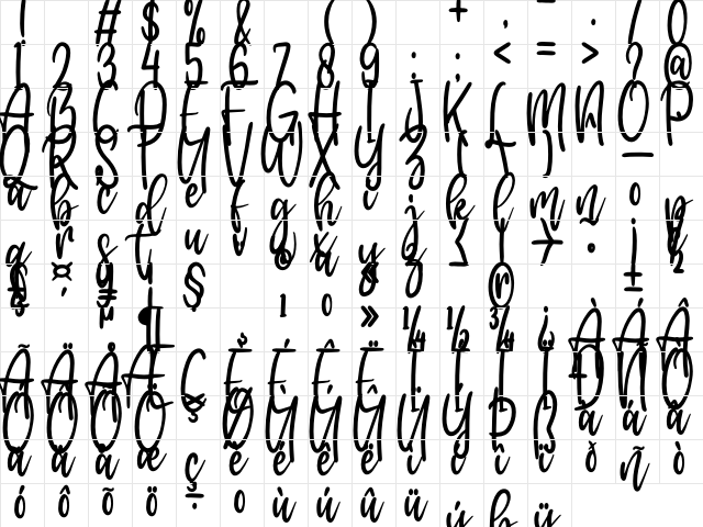 masterbaker Regular  glyph index