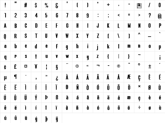 Bluefish_ERODED DEMO Regular  glyph index