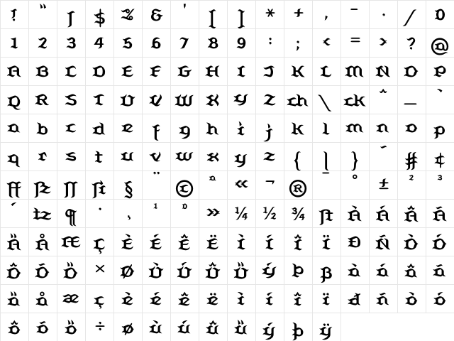 BelugaLL Regular  glyph index
