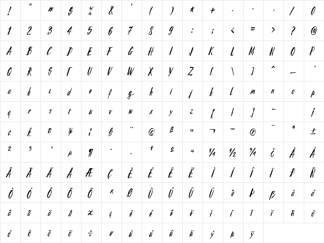 TruncaSSK Regular  glyph index