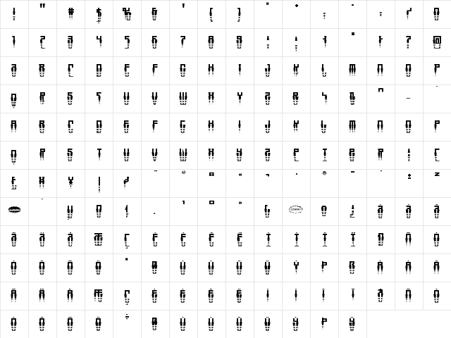 Swordtooth Halftone Regular  glyph index