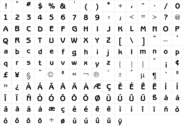 Benguiat GothicBold  glyph index