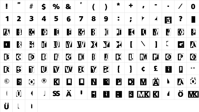 LogoHalfnHalf Regular  glyph index
