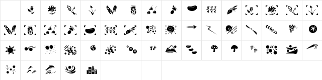 Oregondin Plain  glyph index