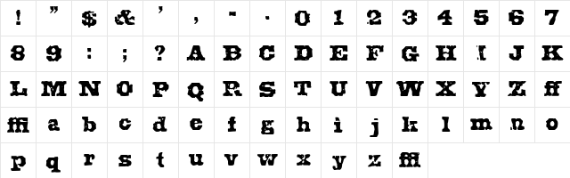 Muleshoe WF Regular  glyph index