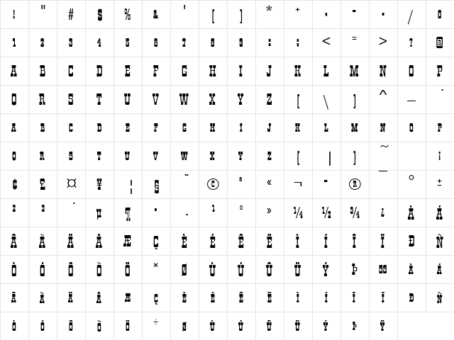 ZirkusSCD Regular  glyph index