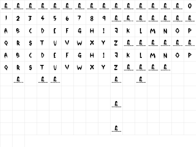 Broken Ground Regular  glyph index