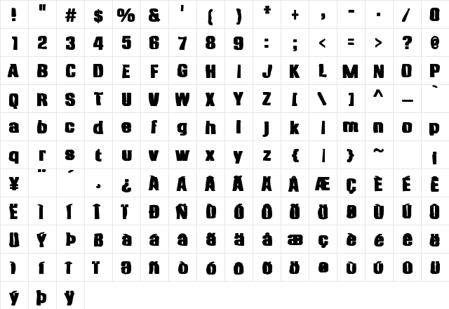 Anklepants Ink Regular  glyph index