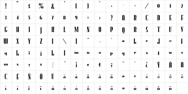 FudRuck Regular  glyph index