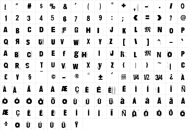 Dimension Zero Regular  glyph index
