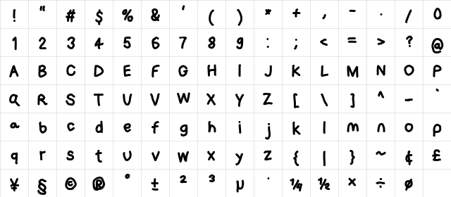 Loogie Hawk Regular  glyph index
