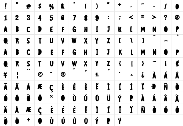 Mindflyers Fill Regular  glyph index