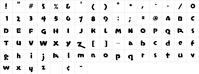 Casual Marker MF Regular  glyph index