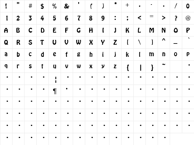 Mr. Speed 6 Regular  glyph index