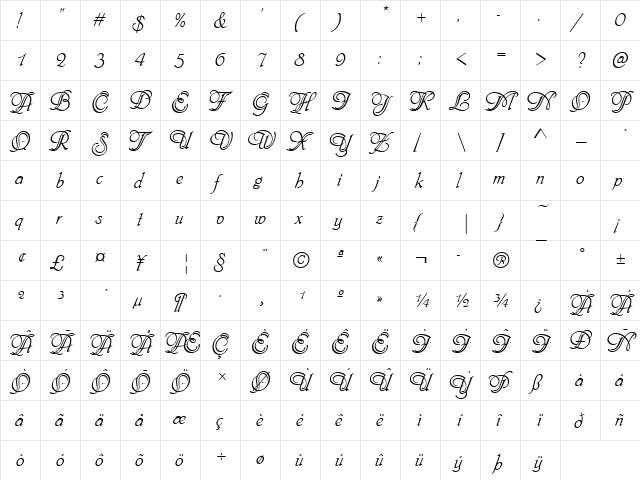 PhyllisIniD Regular  glyph index