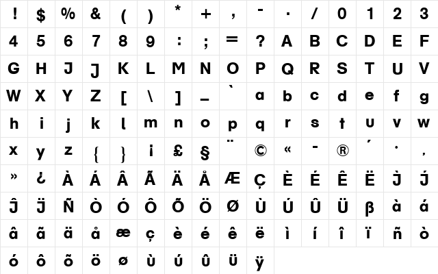 AG Schulbuch BQ Medium  glyph index