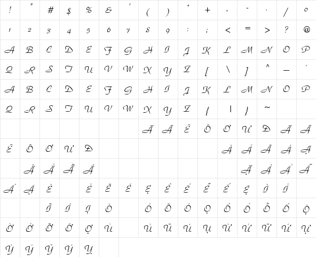 .VnParkH Medium  glyph index