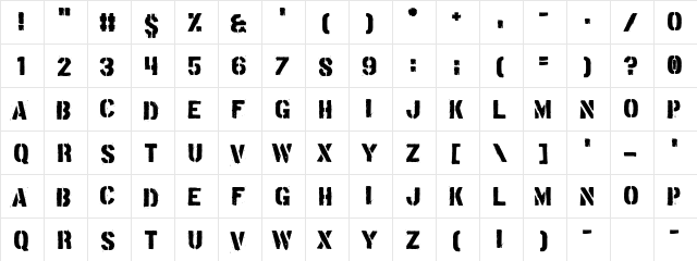 Tudor Victors Regular  glyph index
