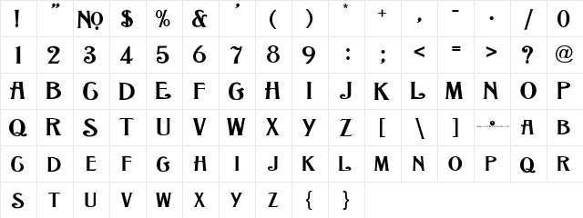LHFGrantAntique Medium  glyph index