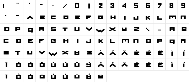 Stereo Saturn Regular  glyph index