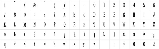 SecretarialPool Regular  glyph index