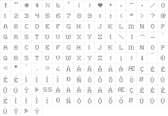 Home Sweet Home Regular  glyph index