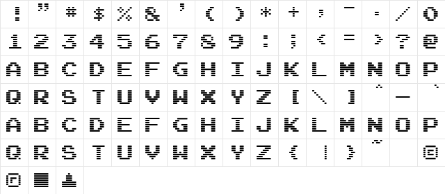 Arcade Interlaced Regular  glyph index