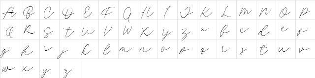 Fillia Script FREE Regular  glyph index
