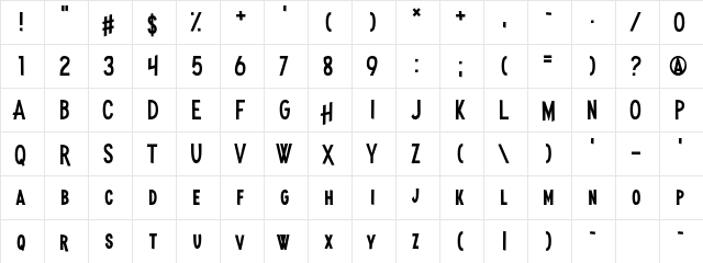 Madness Hyperactive Regular  glyph index