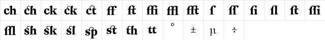 DTLFleischmannT Bold  glyph index