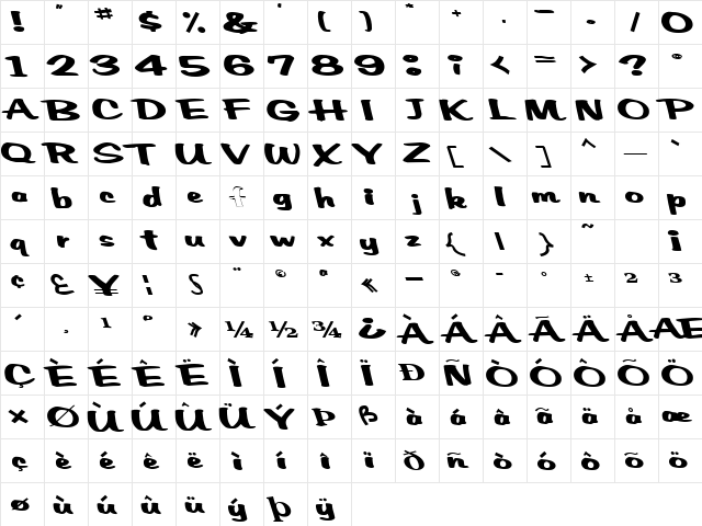 ReaderShipFinal Bold  glyph index