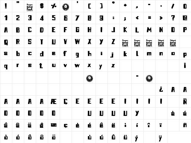 Saigon Hotel Regular  glyph index